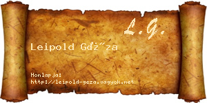 Leipold Géza névjegykártya